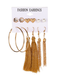 Fashion 5# Alloy Flower Heart Tassel Earring Set