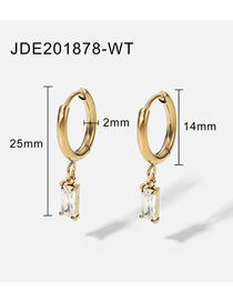 Fashion White Titanium Gold Plated Zirconium Geometric Earrings