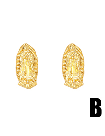 Fashion B Pure Copper Madonna Geometric Stud Earrings
