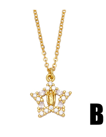 Fashion B Brass And Diamond Pentagram Necklace