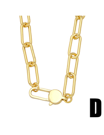 Fashion D Solid Copper Gold Lock Chain Necklace