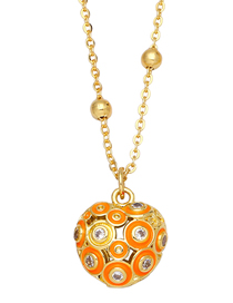 Fashion Orange Copper Gold Plated Oil Drop Geometric Necklace