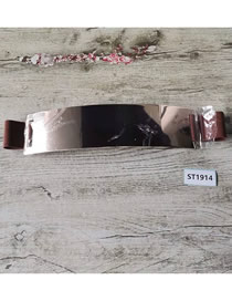 Cinturón Ancho Con Hebilla De Metal Geométrico De Aleación