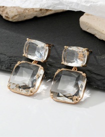 Fashion Transparent Square Geometric Square Crystal Stud Earrings