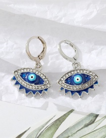 Fashion Silver Color Blue Dot Drill Alloy Diamond Eye Earrings