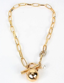 Fashion Gold Alloy Geometric Ball Ot Buckle Chain Necklace