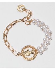 Fashion 5# Geometric Pearl Panel Chain Portrait Bracelet
