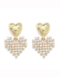 Fashion 2# Copper Inlaid Zirconium Heart Earrings