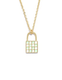 Fashion Light Green Copper Drip Checkerboard Tote Necklace