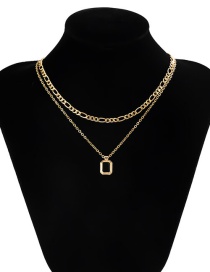 Fashion Gold Color Metal Chain Double Geometric Square Necklace
