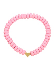Fashion Pink Copper Heart Resin Beaded Bracelet