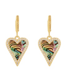 Fashion Color Copper Inlaid Zirconium Heart Shell Earrings