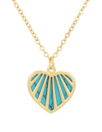 Fashion Blue Bronze Zirconium Heart Resin Necklace