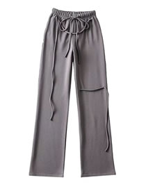 Fashion Dark Grey Lace-up Straight-leg Sweatpants