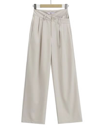 Fashion Mi Xing Solid Color Irregular Buttoned Straight Suit Pants