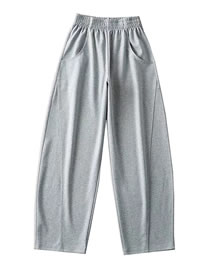 Fashion Grey Solid Elastic Straight Leg Sweatpants