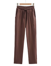 Fashion Brown Cotton Elasticated Straight-leg Sweatpants