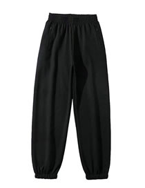 Fashion Black Solid Color Waist-fixed Straight Leg Sweatpants