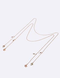 Fashion Complete Set Solid Copper Diamond Crown Glasses Chain Set