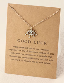 Fashion Gold Color-2 Metal Diamond Eye Strap Card Necklace