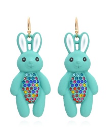 Fashion Mixed Color Alloy Diamond Painted Rabbit Stud Earrings