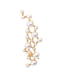 Fashion Gold Alloy Inlaid Pearl Cutout Ear Cuffs