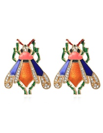 Fashion Mixed Color Alloy Drip Oil Diamond Bee Earrings
