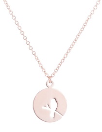 Fashion Rose Stainless Steel Openwork Bird Geometric Circle Necklace