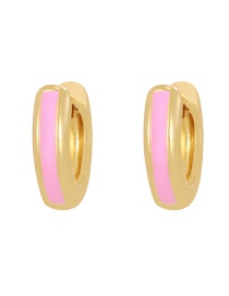 Fashion Pink Copper Drip Oil Vertical Bar Earrings (1.2cm)