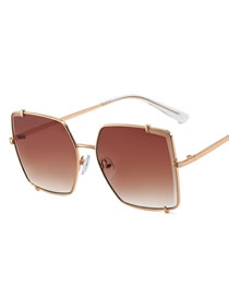 Fashion Gold Color/gradient Tea Pc Large Frame Sunglasses
