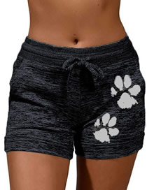 Fashion Black Printed Quick-drying Lace-up Stretch Shorts