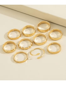 Fashion Gold Color Alloy Carved Geometric Ring Set