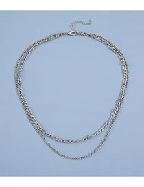 Fashion Silver Color Alloy Geometric Twist Chain Double Layer Necklace