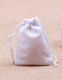 Fashion White 5*7cm Solid Color Flannel Drawstring Gift Bag