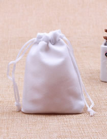 Fashion White 15*20cm Solid Color Flannel Drawstring Gift Bag