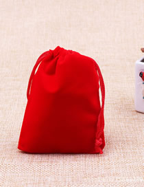 Fashion Red 7*9cm Solid Color Flannel Drawstring Gift Bag
