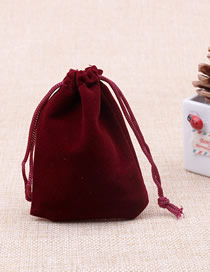 Fashion Wine Red 5*7cm Solid Color Flannel Drawstring Gift Bag