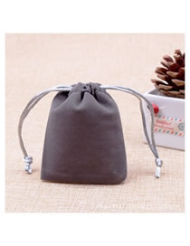 Fashion Gray 10*12cm Solid Color Flannel Drawstring Gift Bag