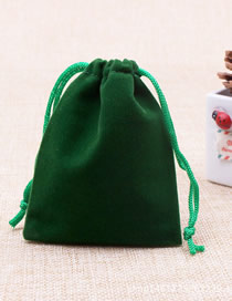 Fashion Green 7*9cm Solid Color Flannel Drawstring Gift Bag