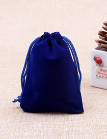 Fashion Blue 7*9cm Solid Color Flannel Drawstring Gift Bag