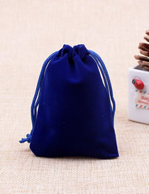 Fashion Blue 10*16cm Solid Color Flannel Drawstring Gift Bag