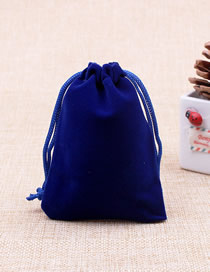 Fashion Blue 15*20cm Solid Color Flannel Drawstring Gift Bag