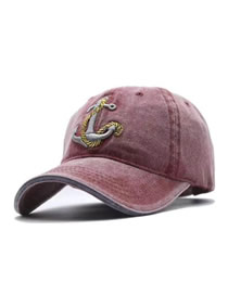 Fashion Wine Red Anchor Embroidered Baseball Cap