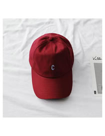 Fashion Small C-wine Red Cotton Letter Embroidered Baseball Cap