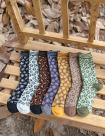 Fashion Seven Pairs One Pack Small Leopard Print Double Needle Two Way Socks
