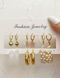 Fashion 4# Geometric Pearl Twist Earring Set