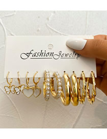 Fashion 5# Geometric Pearl Twist Earring Set