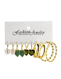 Fashion 3# Alloy Drop Oil Heart Geometric Pearl Earring Set
