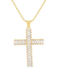Fashion Gold-7 Bronze Zirconium Cross Necklace