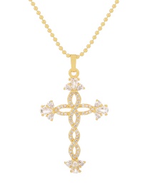 Fashion Gold-9 Bronze Zirconium Cross Necklace